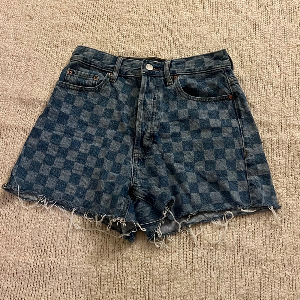 Pacsun Checkered Demin Shorts